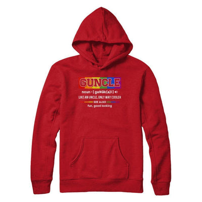Guncle Gay Uncle Definition Lgbt Rainbow Pride-T-Shirt & Hoodie-Pullover Hoodie-Red