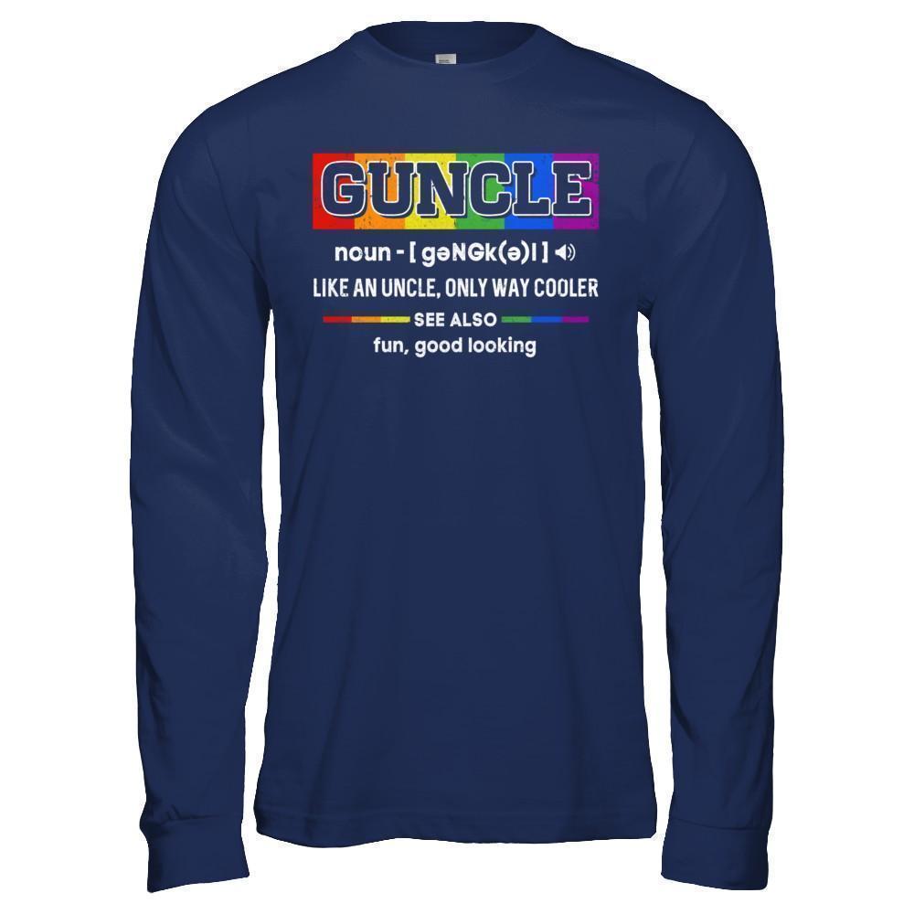 Guncle Gay Uncle Definition Lgbt Rainbow Pride-T-Shirt & Hoodie-Long Sleeve T-Shirt-Navy