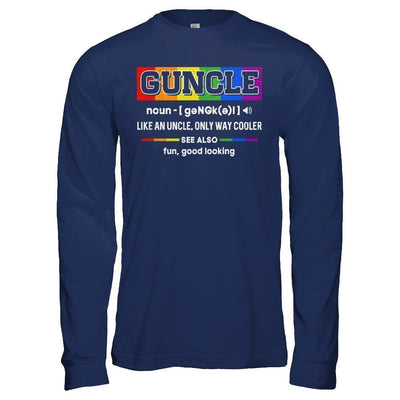 Guncle Gay Uncle Definition Lgbt Rainbow Pride-T-Shirt & Hoodie-Long Sleeve T-Shirt-Navy