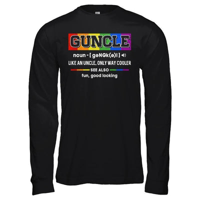 Guncle Gay Uncle Definition Lgbt Rainbow Pride-T-Shirt & Hoodie-Long Sleeve T-Shirt-Black