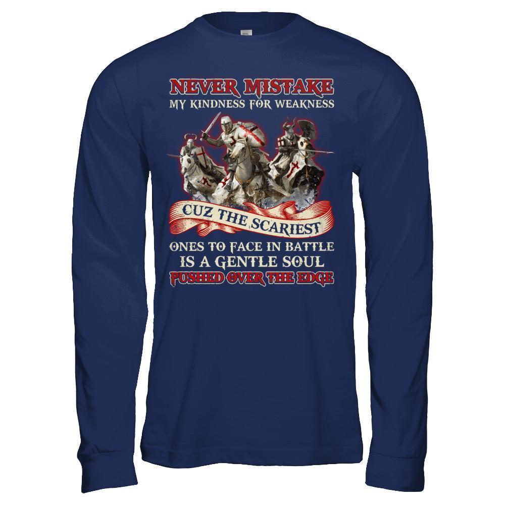 Knight Templar Never Mistake My Kindness For Weakness-T-Shirt & Hoodie-Long Sleeve T-Shirt-Navy