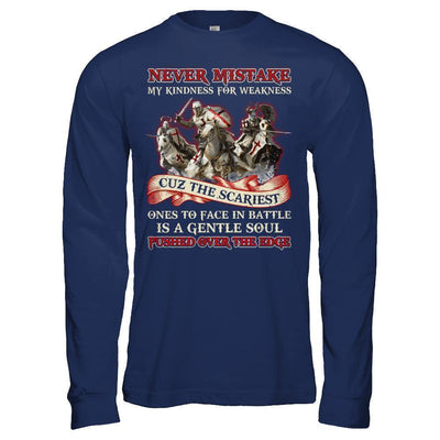Knight Templar Never Mistake My Kindness For Weakness-T-Shirt & Hoodie-Long Sleeve T-Shirt-Navy