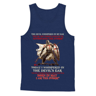 Knight Templar The Devil Whispered A Man Born In May The Storm-T-Shirt & Hoodie-Unisex Tank-Navy