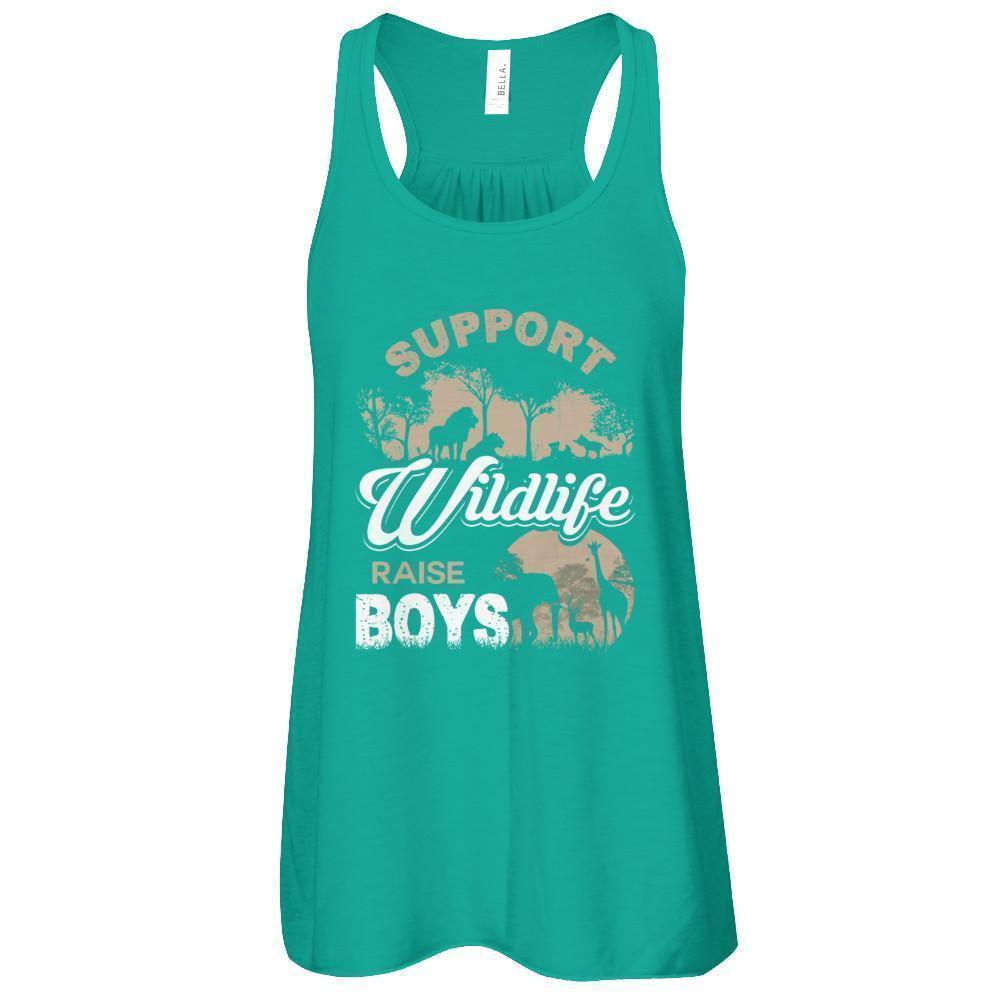 Support Wildlife Raise Boys-T-Shirt & Tank Top-Women's Flowy Racerback Tank-Kelly