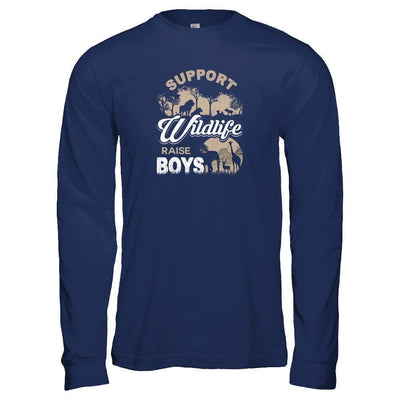 Support Wildlife Raise Boys-T-Shirt & Tank Top-Long Sleeve T-Shirt-Navy