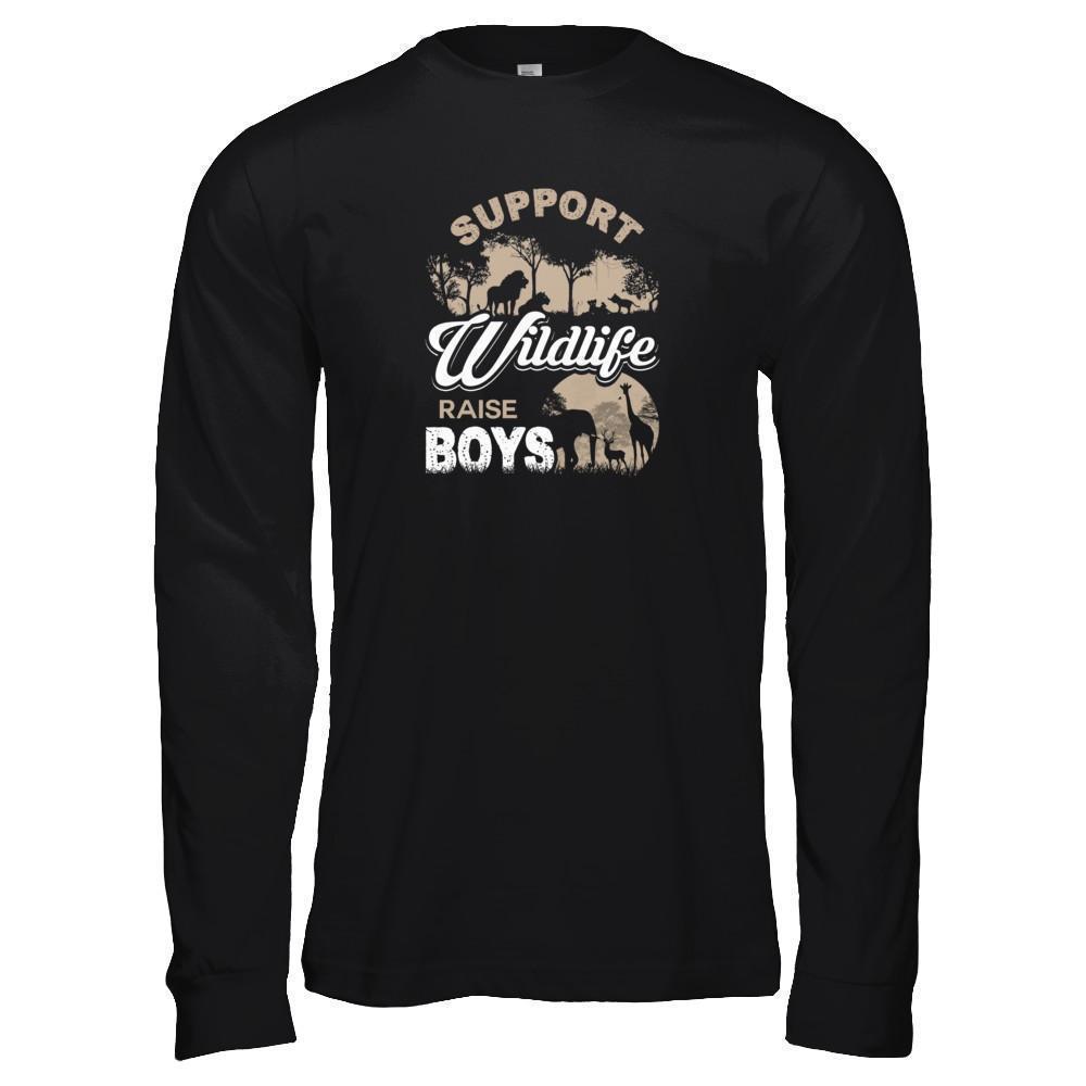 Support Wildlife Raise Boys-T-Shirt & Tank Top-Long Sleeve T-Shirt-Black