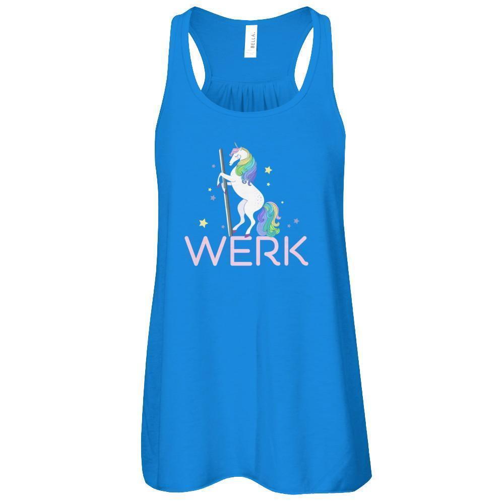 Werk Unicorn Funny-T-Shirt & Tank Top-Women's Flowy Racerback Tank-True Royal