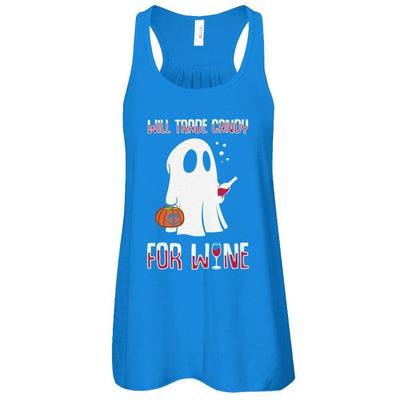 Will Trade Candy For Wine Lover Halloween-T-Shirt & Tank Top-Women's Flowy Racerback Tank-True Royal