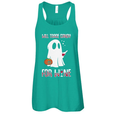 Will Trade Candy For Wine Lover Halloween-T-Shirt & Tank Top-Women's Flowy Racerback Tank-Kelly
