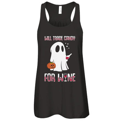 Will Trade Candy For Wine Lover Halloween-T-Shirt & Tank Top-Women's Flowy Racerback Tank-Black