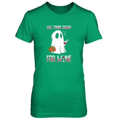 Will Trade Candy For Wine Lover Halloween-T-Shirt & Tank Top-Women's T-Shirt-Irish Green