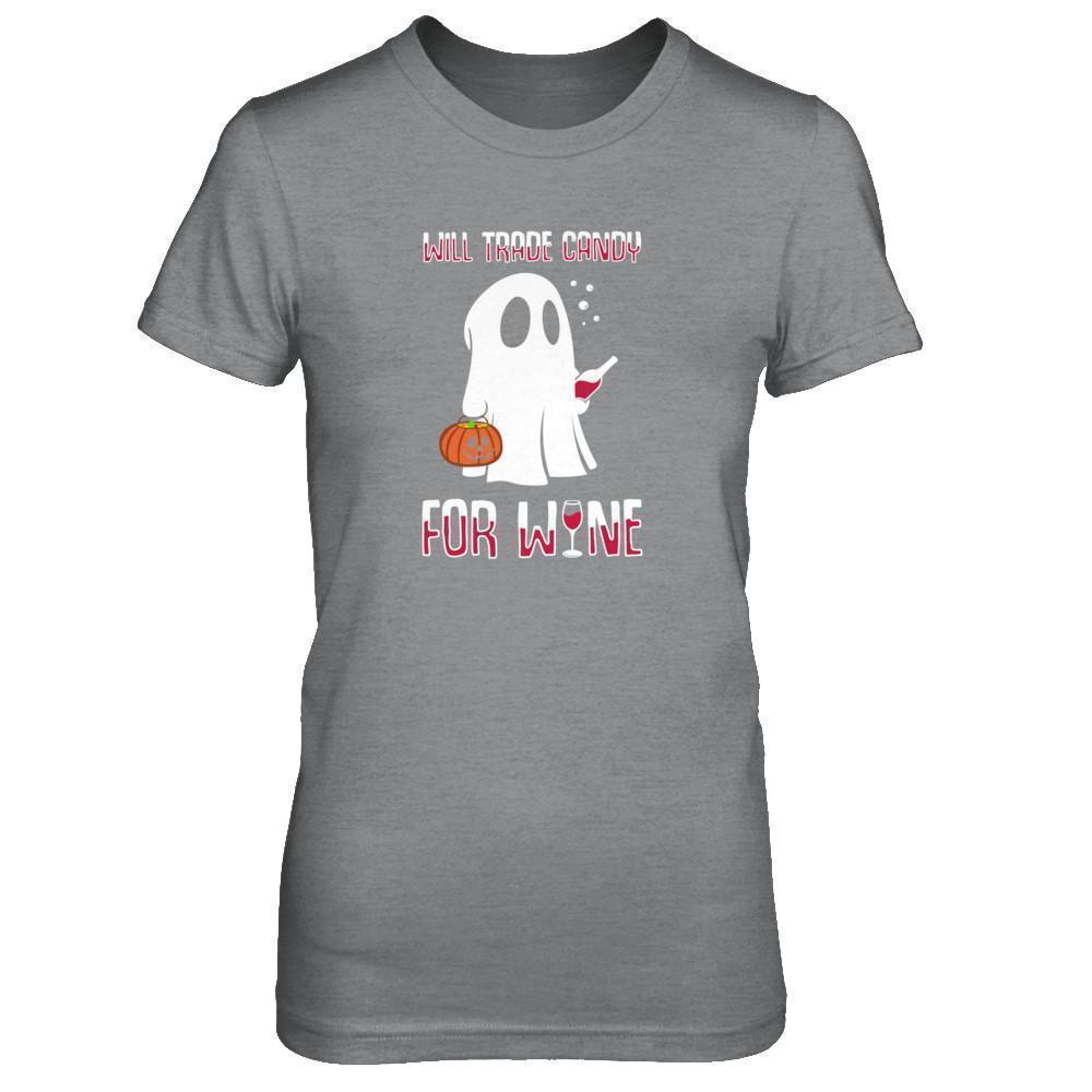 Will Trade Candy For Wine Lover Halloween-T-Shirt & Tank Top-Women's T-Shirt-Sport Grey