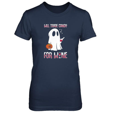Will Trade Candy For Wine Lover Halloween-T-Shirt & Tank Top-Women's T-Shirt-Navy