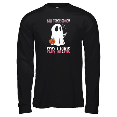 Will Trade Candy For Wine Lover Halloween-T-Shirt & Tank Top-Long Sleeve T-Shirt-Black