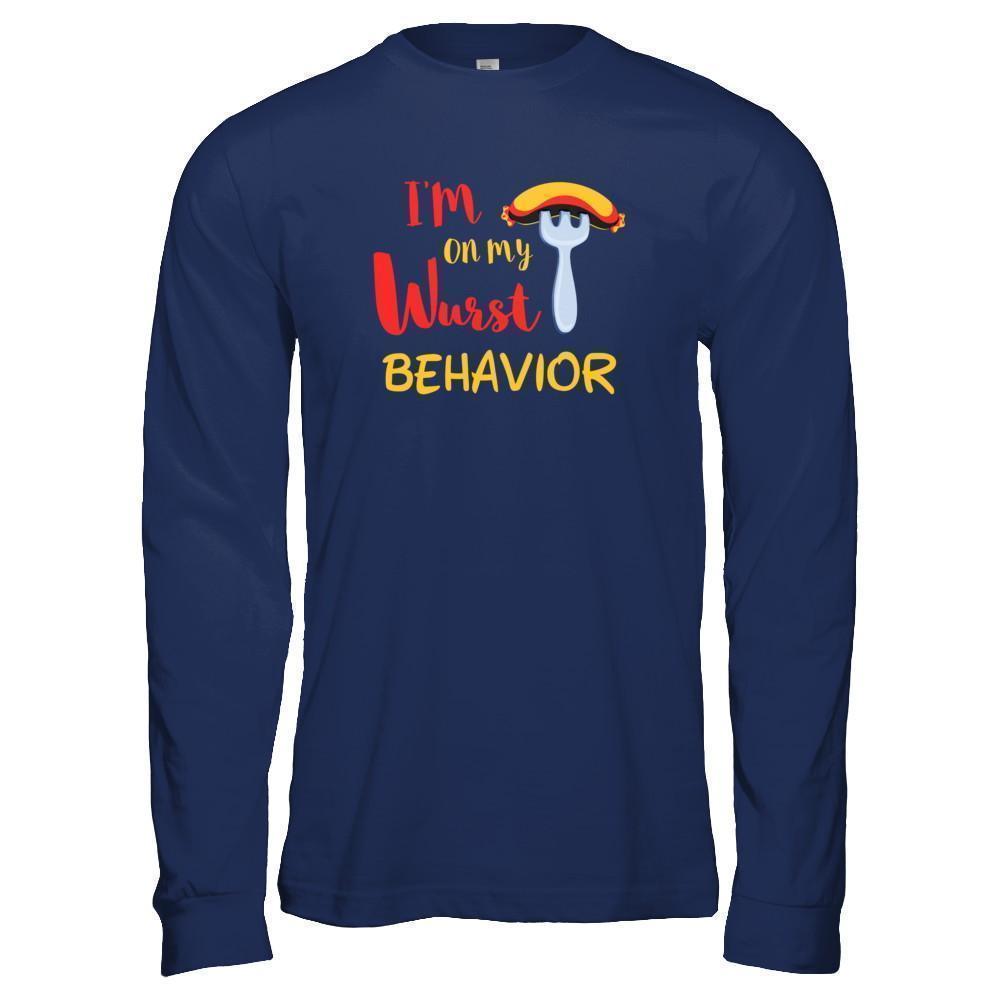Wurst Behavior Oktoberfest German-T-Shirt & Tank Top-Long Sleeve T-Shirt-Navy